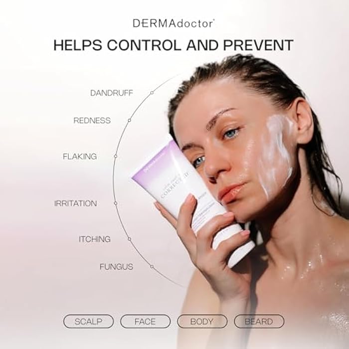 DERMAdoctor غسول وجه ديرمادكتور لعلاج التهاب الجلد الدهني - شامبو 2% زنك بيريثيون - علاج قشرة الرأس من صياغة طبيب الجلدية - غسول وجه وز body cleanser بزنك بيريثيون للبشرة الحساسة - 7.10 أونصة - Image 2