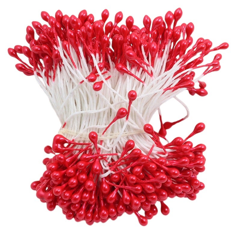 Generic 240pc 3mm Pearl Bead Flower Stamen Simulation Gypsum Floral Craft Supplies 9# red 