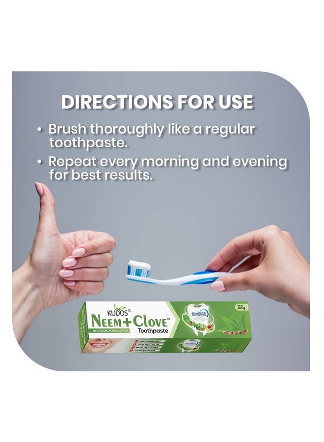 Kudos Ayureveda Neem Clove Toothpaste I Prevents Cavities,Bad Breath,Tooth Decay I Help Fights Germ,Anti Bacterial Gumprotection Daily Use Toothpaste - 1 Count - Image 5