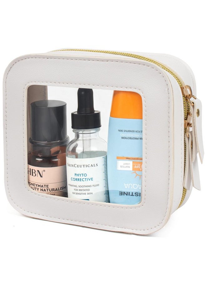 LETGO Mini Makeup Bag,Clear Makeup Bag Cute Makeup Bag Small Makeup Bag For Purse Essentials Car Accessories For Women Mini Toiletry Bag For Women Men (Clear White, Mini)  - Image 1