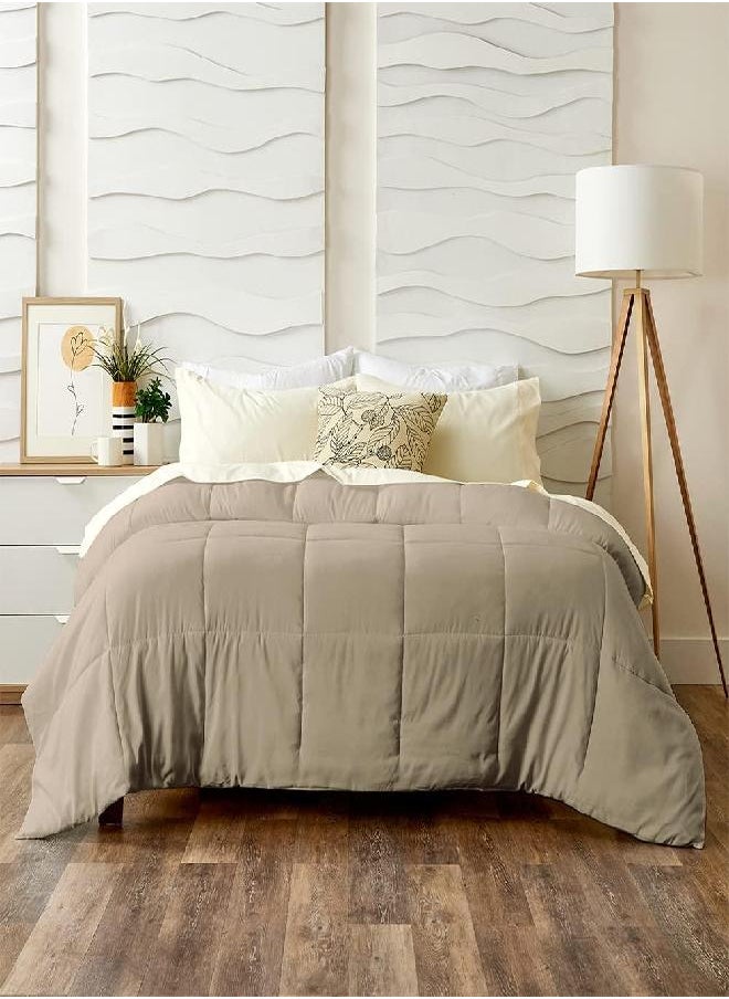 Cosy House Collection Cosy House Collection Luxury Down Alternative Comforter - Blend of Rayon Derived from Bamboo - Dorm Room Essentials - All Season Use - Box Stitch Construction & Duvet Loops (Twin/Twin XL, Tan)  - Image 2