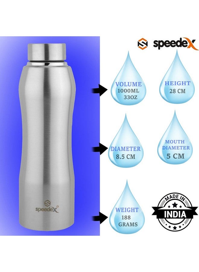 Speedex Set of 3 Combo Stainless Steel Water Bottle 1 Ltr For School, Gym, Office Bottles 1 Litre for Boys, Girls, Men, Women, Kids, Fridge, Silver Colour - Image 2