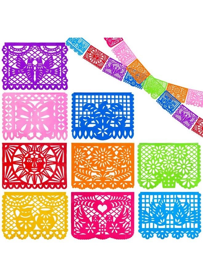 Johouse 2Pack Mexican Party Banner 18 Feet Plastic Fiesta Banner Cinco De Mayo Dia De Los Muertos Decor Day Of The Dead Papel Picado Decorations Mexican Party Supplies  - Image 2