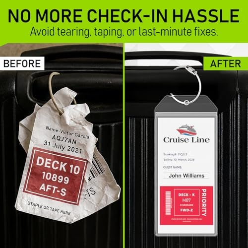 Untethered Cruise Luggage Tag Holders (6 Pack, Wide) | Clear Luggage Tags for Cruise Ships | Durable PVC Travel Bag ID Tags (6.3" x 3.5") - Image 3