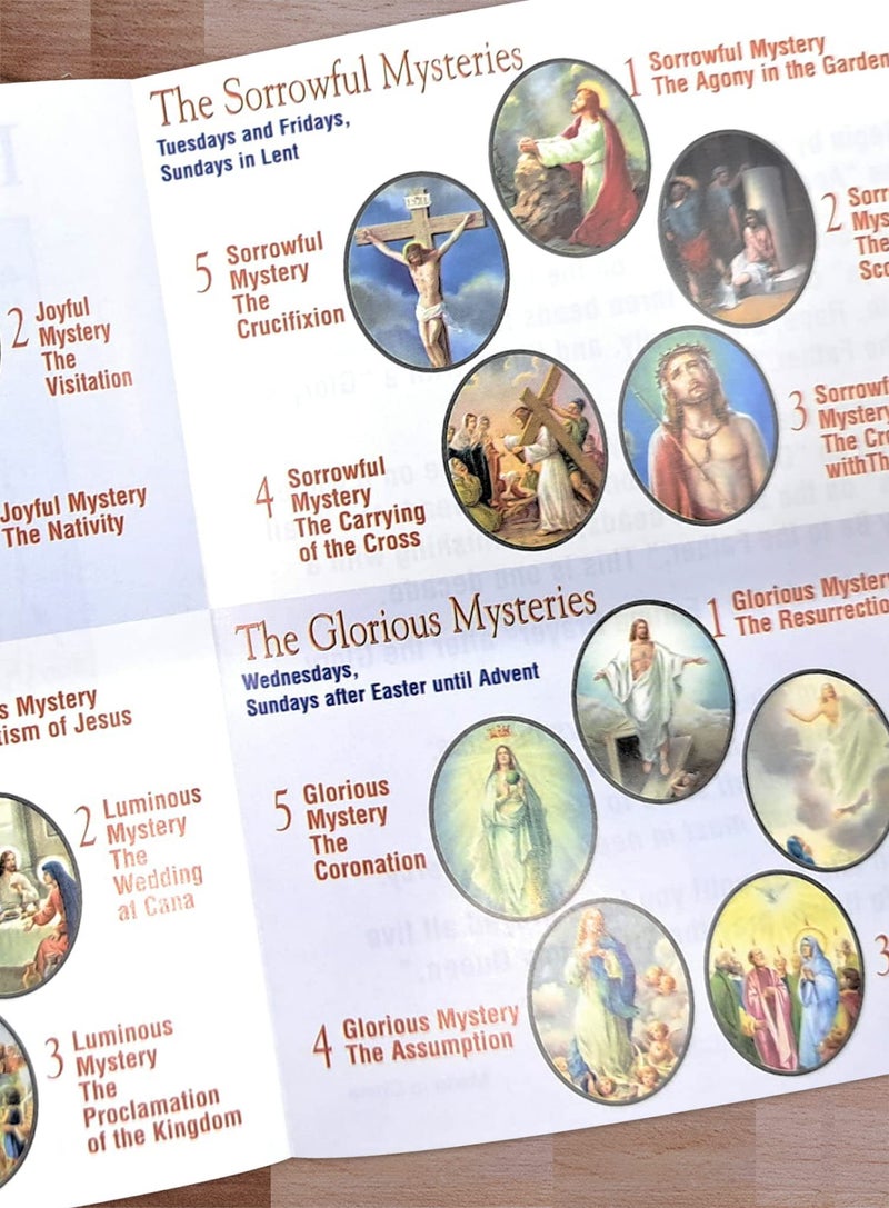 Trendzeen How To Pray The Rosary Booklet - How To Pray The Rosary Pamphlet Catholic Guide, Brown Beads Rosary, The Lord's Prayer Card - How To Pray The Rosary Prayer Book Set of 4 Items - Image 3