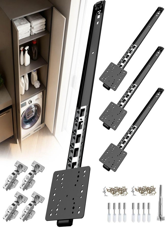 Suemisi Pocket and Pivot Door Slides, Pivot Hinges Hardware, Cabinet Kit Fit for Inset and Cabinet Door, Disappearing and Hidden The Slides and The Hinges (Black, 20 inch 4PCS) - Image 1