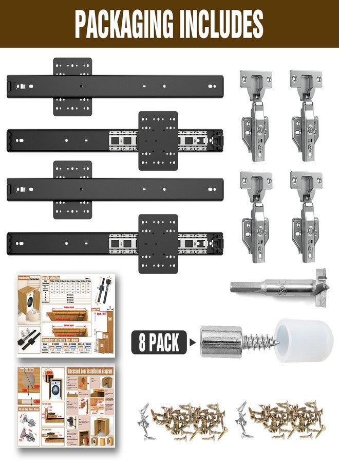 Suemisi Pocket and Pivot Door Slides, Pivot Hinges Hardware, Cabinet Kit Fit for Inset and Cabinet Door, Disappearing and Hidden The Slides and The Hinges (Black, 20 inch 4PCS) - Image 4
