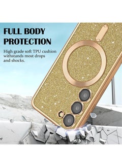 ShebSheb for Samsung Galaxy S23 Case Glitter, Clear Magnetic Phone Cases with Camera Lens Protector [Compatible with MagSafe] Bling Sparkle Plating Soft TPU Slim ShockProof Protective Cover  - Image 4