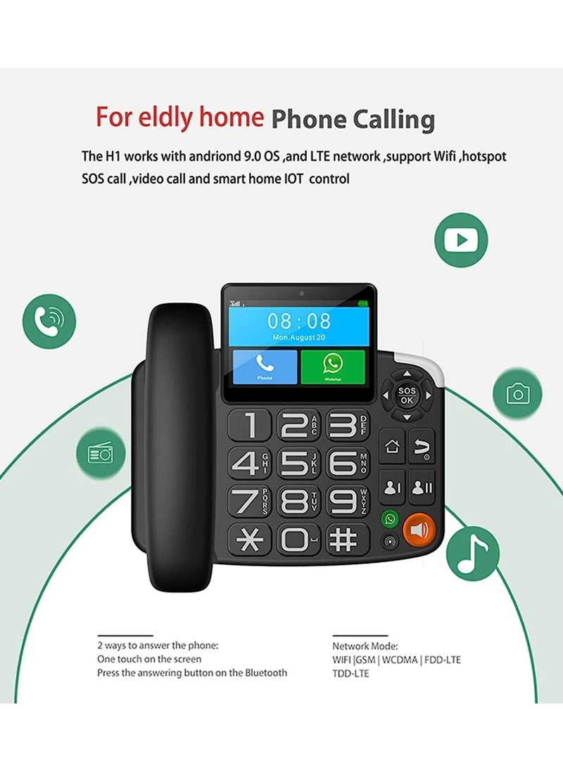 Generic - Smart LTE 4G Fixed Traditional Phone Wireless Landline Phone Android 9.0 with 4G Sim Card, Landline Telephone Dual Sim Smart 4G Big Button Android With Video Call Home Business Landline Phones - Image 1