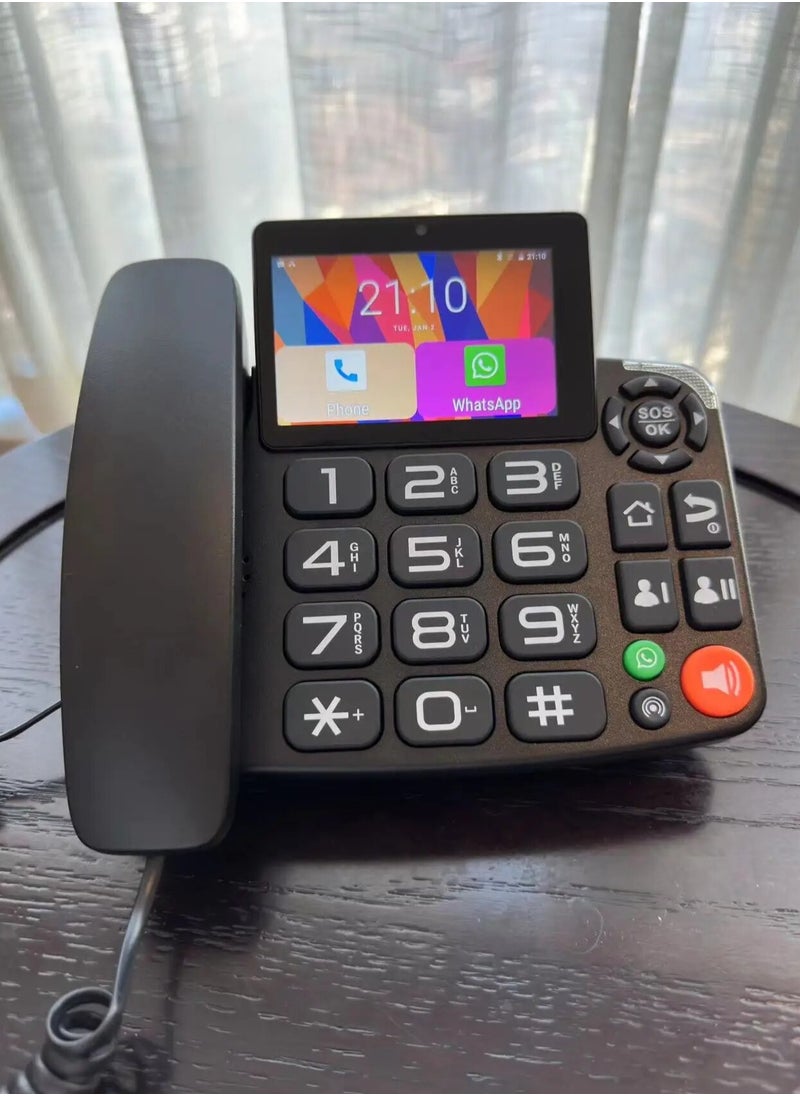 Generic - Smart LTE 4G Fixed Traditional Phone Wireless Landline Phone Android 9.0 with 4G Sim Card, Landline Telephone Dual Sim Smart 4G Big Button Android With Video Call Home Business Landline Phones - Image 1