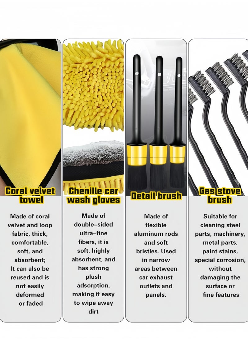 nihao 21-Piece Car Cleaning Brush Set Electric Drill Brush Set Car Wash Exhaust Vent Air Conditioning Brush Car Wheel Cleaning Brush With Storage Bag  - Image 4