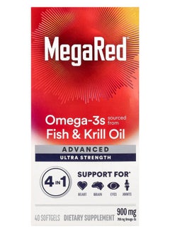 MegaRed® Advanced 4 In 1 Omega-3s Ultra Strength 900 mg 40 Softgels
