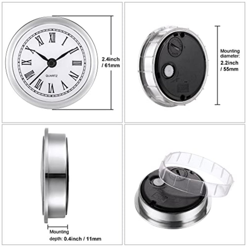 2.4 Inch 61 mm Quartz Clock Fit-up/Insert with Roman Numeral, Quartz Movement - Image 3