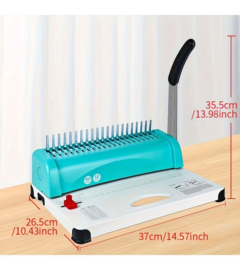This Comb Binding Machine With 21 Holes Cyan Enhances Contact Area For Easier And Quicker Use With Adjustable Edge Distance Compatible With A4 A5 And Letter Paper - Image 5
