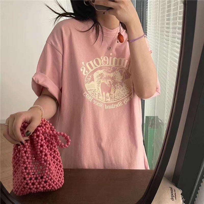 Women's cotton short sleeve summer new couple wear loose fashion all-match T-shirt round neck casual half sleeve men and women Korean style - Image 1