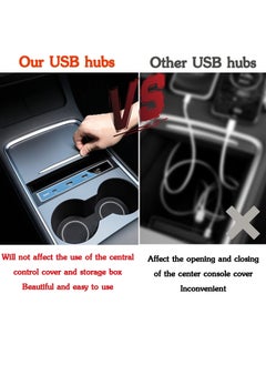 KASTWAVE KASTWAVE لمحطة إرساء Tesla Model 3 / Y، موزع USB LED 4 في 1، محطة إرساء متوافقة (2021 2022) لمحول محور وحدة التحكم المركزية، ملحقات تمديد الكابلات متعددة المنافذ  - Image 2
