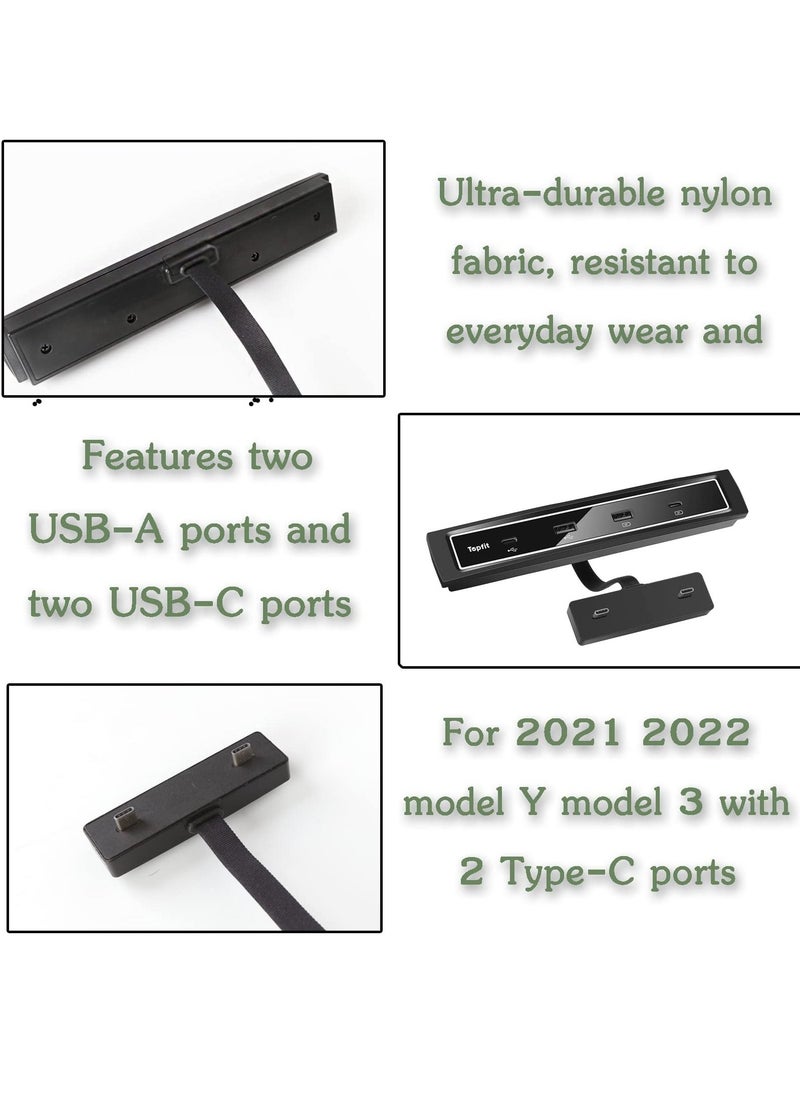 KASTWAVE - KASTWAVE لمحطة إرساء Tesla Model 3 / Y، موزع USB LED 4 في 1، محطة إرساء متوافقة (2021 2022) لمحول محور وحدة التحكم المركزية، ملحقات تمديد الكابلات متعددة المنافذ - Image 1