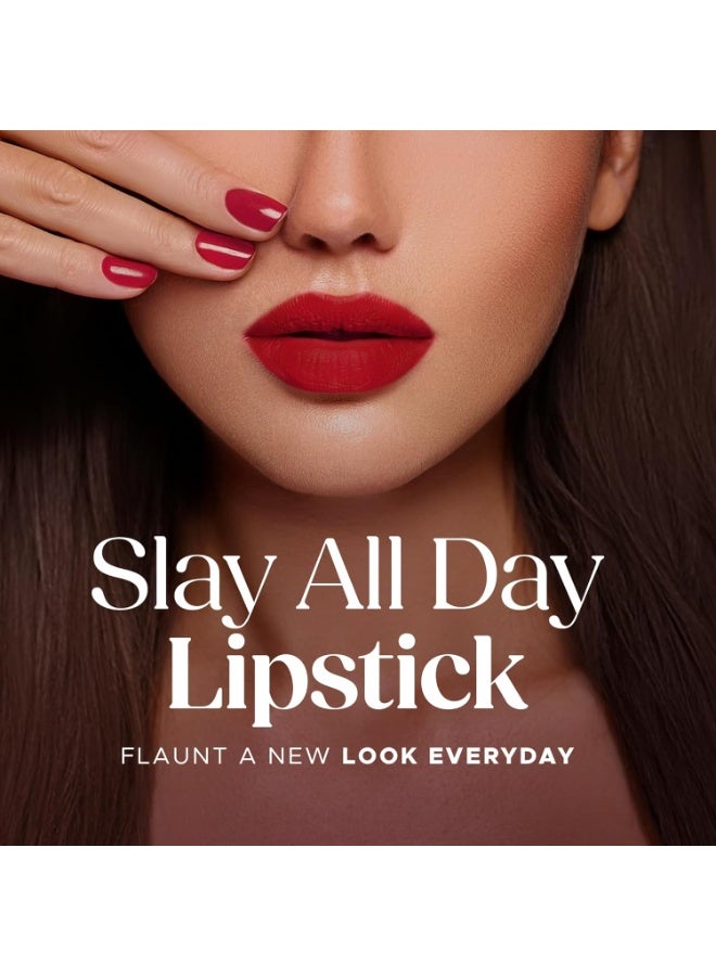 Hilary Rhoda Slay All Day Matte Lipstick | Transfer-proof & Smudge-proof | Long-Lasting & Premium Creamy Lipstick | Waterproof & Vibrant Colour lipstick | 2.6g (Terracotta - Shade 04) - Image 2