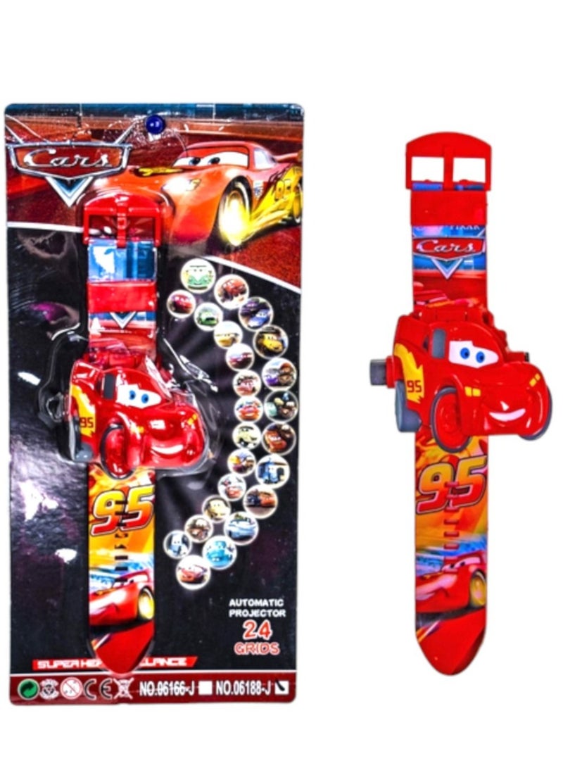 Toy Box Cars 3 Projector  Watch With 24 Projection Pattern Children Digital Watch Toy For Boys With Cover Adjustable Date And Time  - Image 2