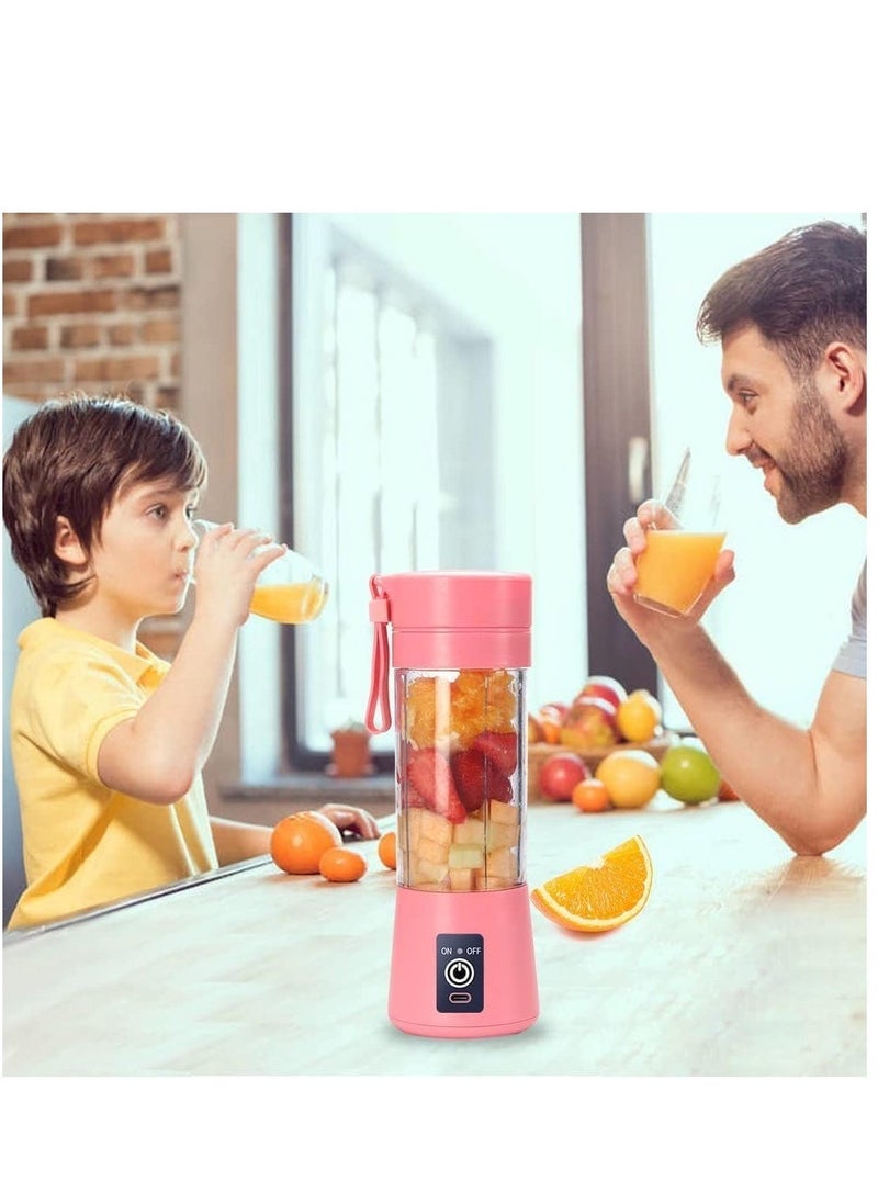 ELTRAZONE Portable Blender Cup,Electric USB Juicer Blender,Mini Blender Portable Blender For Shakes and Smoothies, juice,380ml, Six Blades Great for Mixing (Pink)  - Image 3