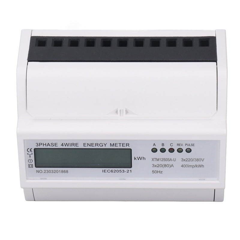 3 Phase 4 Wire Energy Meter 3x220V/380V 50Hz 3x20(80)A Backlight LCD Display - Voltage Current Frequency Monitor for Home Factory Office - Image 5