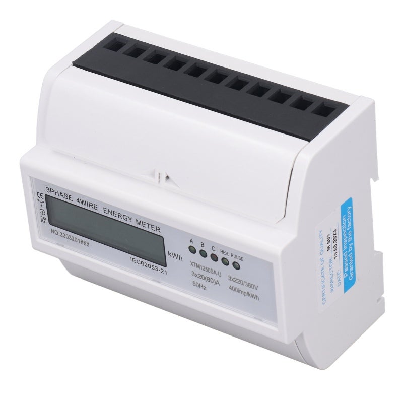3 Phase 4 Wire Energy Meter 3x220V/380V 50Hz 3x20(80)A Backlight LCD Display - Voltage Current Frequency Monitor for Home Factory Office - Image 4
