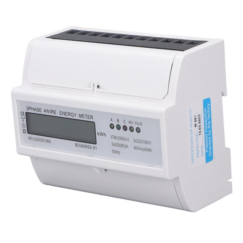 3 Phase 4 Wire Energy Meter 3x220V/380V 50Hz 3x20(80)A Backlight LCD Display - Voltage Current Frequency Monitor for Home Factory Office - Image 3