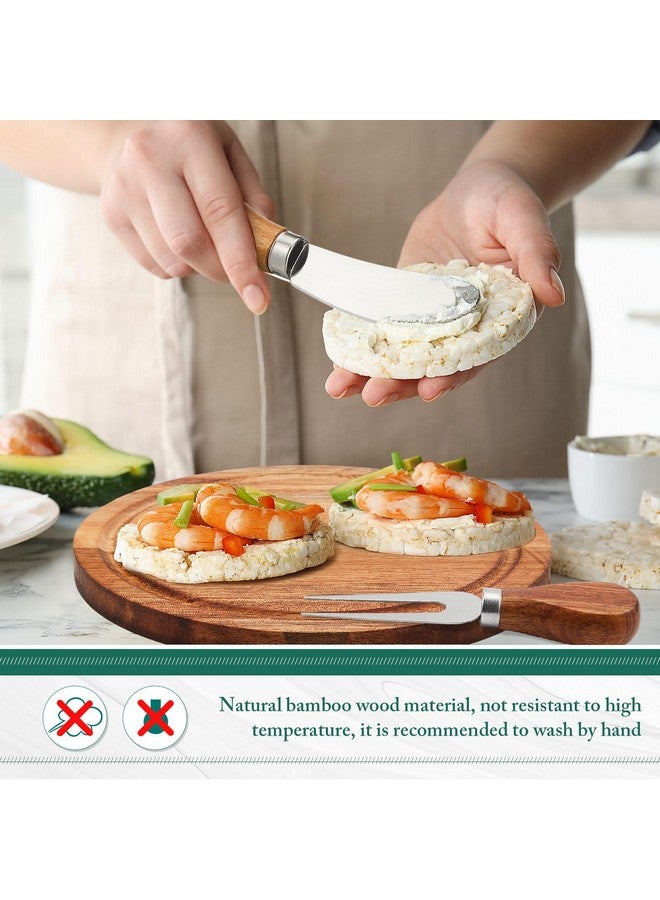Maxcheck Maxcheck 12 Sets Baby Shower Bridal Game Prizes for Winners Round Cheese Board Set Wood Mini Charcuterie Board with Knives and Forks Bulk Thank You Card with Gift Box for Guests Wedding Favor (Acacia)  - Image 3