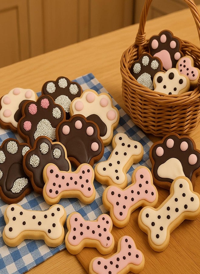 BOHUIZ 6 Pcs Dog Bone Cookie Cutter, 3 Sizes Stainless Steel Bone & Paw Print Cookie Cutters Set Dogs Treats Cookies Cutter Biscuit Mold for Theme Party Homemade Treats and Baking - Image 5