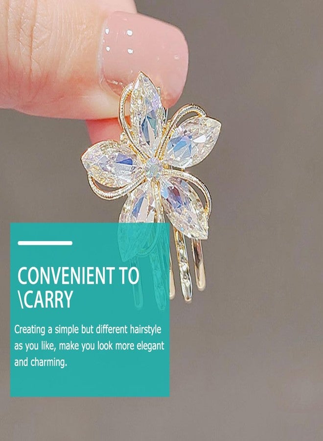 minkissy Rhinestone Hair Accessories for Women - 3pcs Flower Metal Crystal Claw Clips and Mini Jaw Clips - Image 5
