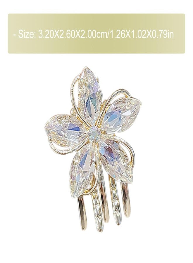 minkissy Rhinestone Hair Accessories for Women - 3pcs Flower Metal Crystal Claw Clips and Mini Jaw Clips - Image 3