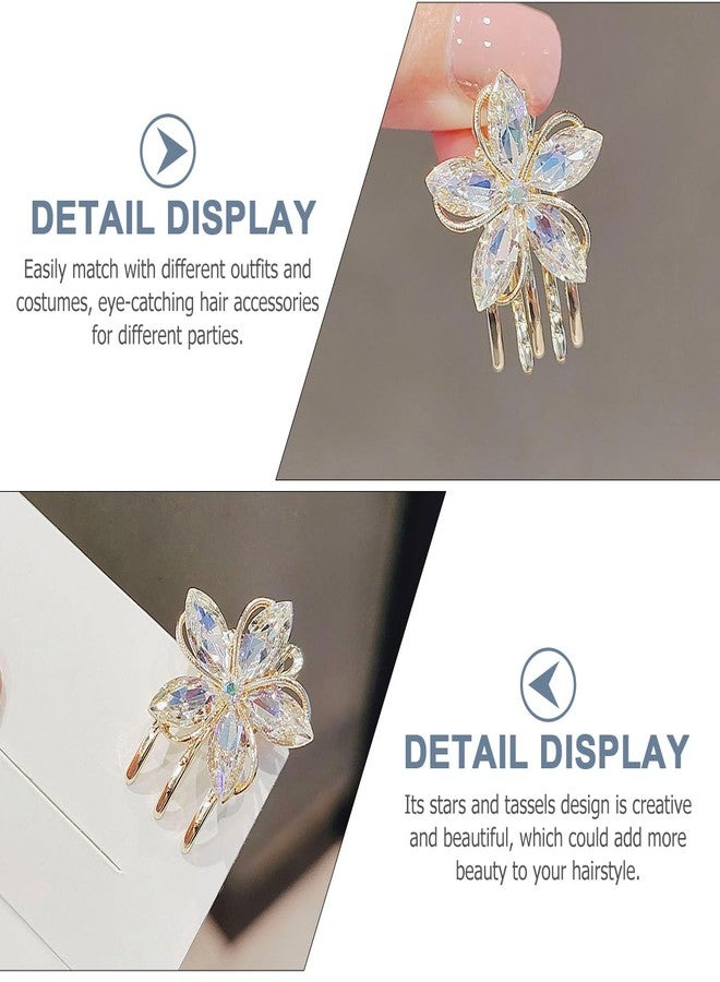 minkissy Rhinestone Hair Accessories for Women - 3pcs Flower Metal Crystal Claw Clips and Mini Jaw Clips - Image 2