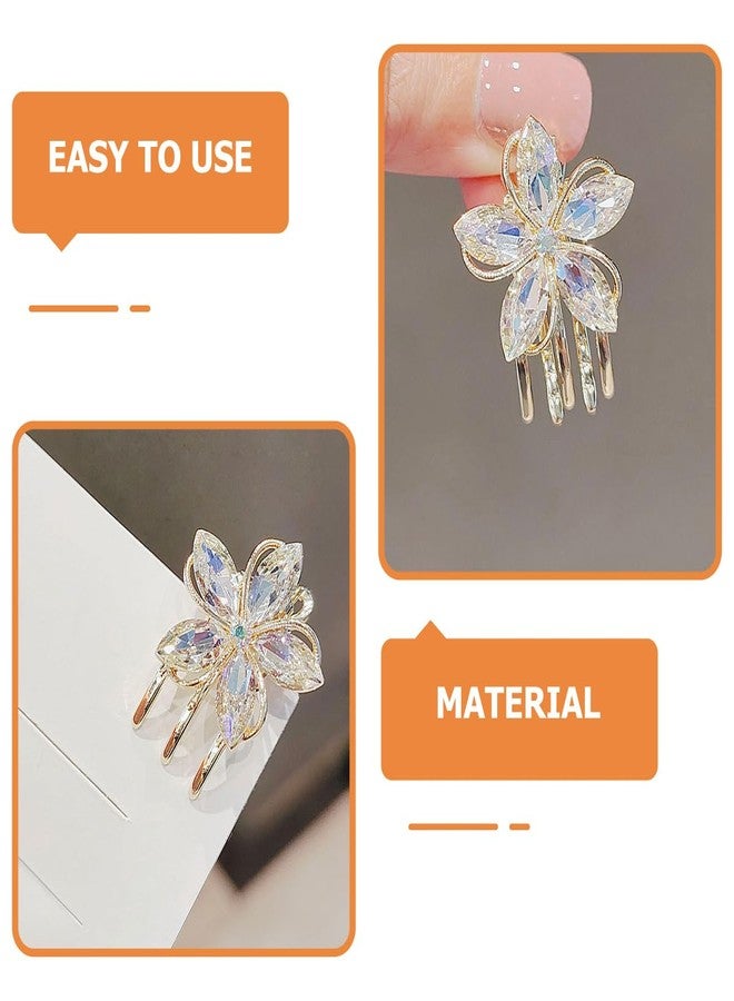 minkissy Rhinestone Hair Accessories for Women - 3pcs Flower Metal Crystal Claw Clips and Mini Jaw Clips - Image 4