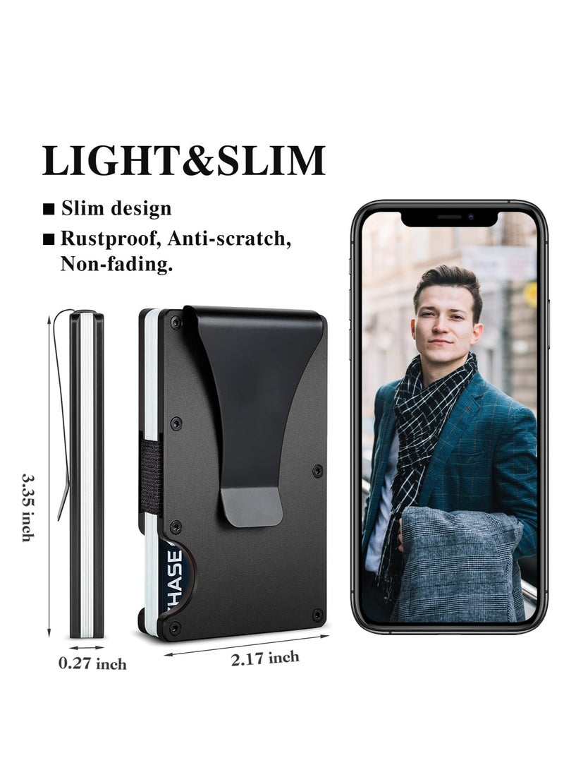 أوزيغالور محفظة معدنية بجيب أمامي معدني بجيب أمامي مع مشبك نقود من الألومنيوم لحجب الترددات اللاسلكية - Image 3