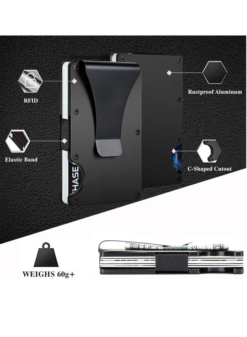 أوزيغالور محفظة معدنية بجيب أمامي معدني بجيب أمامي مع مشبك نقود من الألومنيوم لحجب الترددات اللاسلكية - Image 4