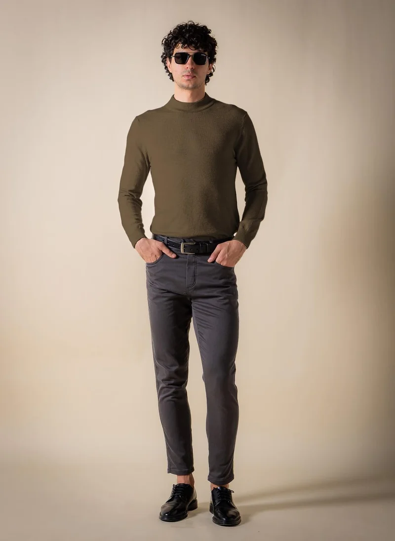 Shapes Brown FINE KNIT MOCK-NECK SWEATER for Men | Best Price UAE