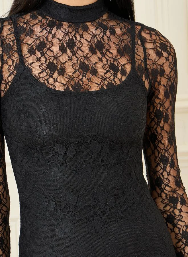 Styli Lace Bodice Dress