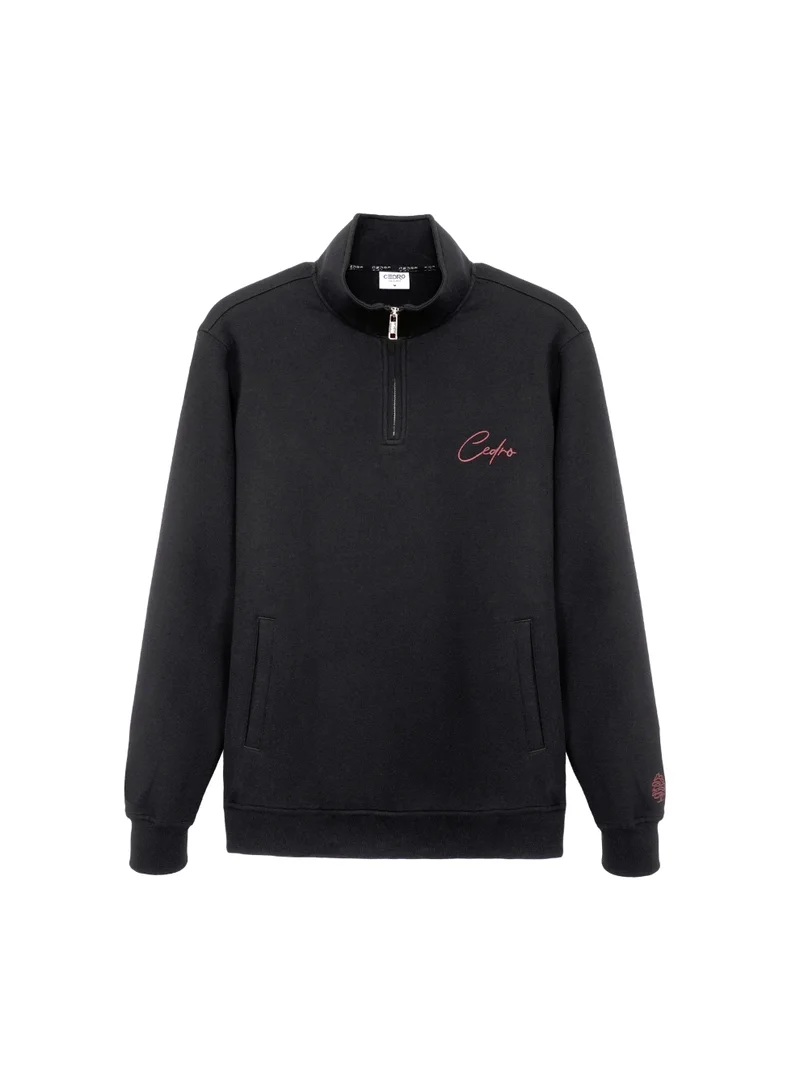 سيدرو سويت شيرت رجالي بياقة وهمية وسحاب ربع من CEDRO، غني بالقطن، متوسط الوزن، فائق النعومة