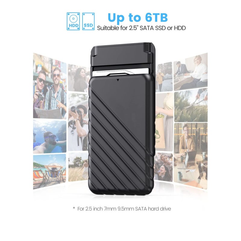 Barakah حافظة قرص صلب خارجي SSD بحجم 2.5 بوصة USB 3.0 إلى SATA3 بسماكة 7mm و 9.5mm مع دعم UASP لأجهزة الكمبيوتر المحمولة والماك - Image 3