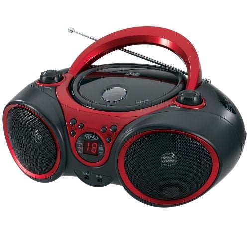 JENSEN CD-490 Portable Stereo CD Player with AM/FM Radio and Aux Line-in, Red and Black - Image 5