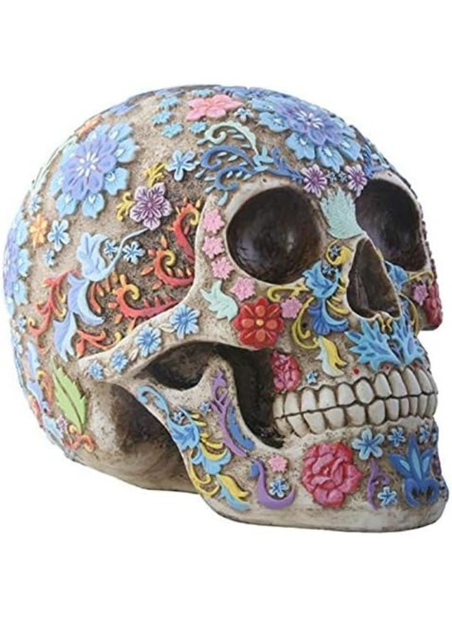 SUMMIT COLLECTION Day of The Dead Colorful Floral Sugar Skull Head Home Decor - Image 2