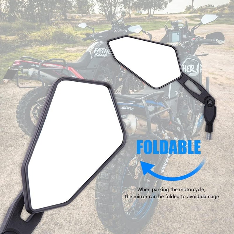 DREAMIZER Black 8mm 10mm Motorcycle Rear View Mirrors with Clamp Mount - Image 2