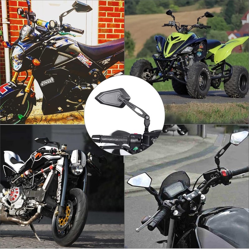DREAMIZER Black 8mm 10mm Motorcycle Rear View Mirrors with Clamp Mount - Image 5
