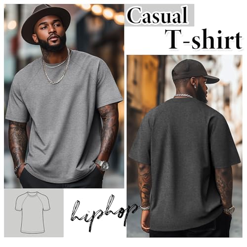 Evervibe 4 Pack Men's Big & Tall Short Sleeve Tees, Crew Neck Cotton Blend Shirts Moisture Wicking Gym Casual Tops Multipack(White, Black, Dark Grey, Light Grey,XX-Large) - Image 3