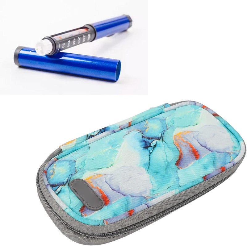 klarako Insulin Cooler Travel Case, Diabetic Insulated Cooling Bag Diabetic Travel Case Bag Porfessional Travel Portable Diabetic Cooling Case for Insulin Pens, Glucose Meter and Other Diabetic(Marble Green) Marble Green - Image 1