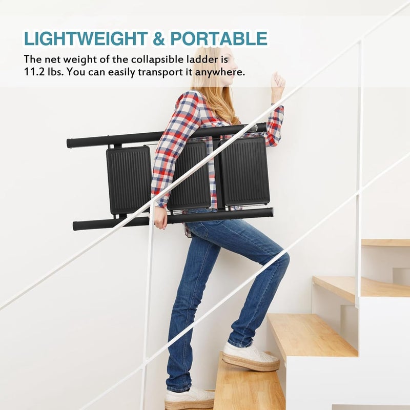Achyut 3 Step Ladder Folding Step Stool with AntiSlip Pedal Aluminum Portable Kitchen Ladder Suitable for Household Office 150Kg Capacity - Image 4