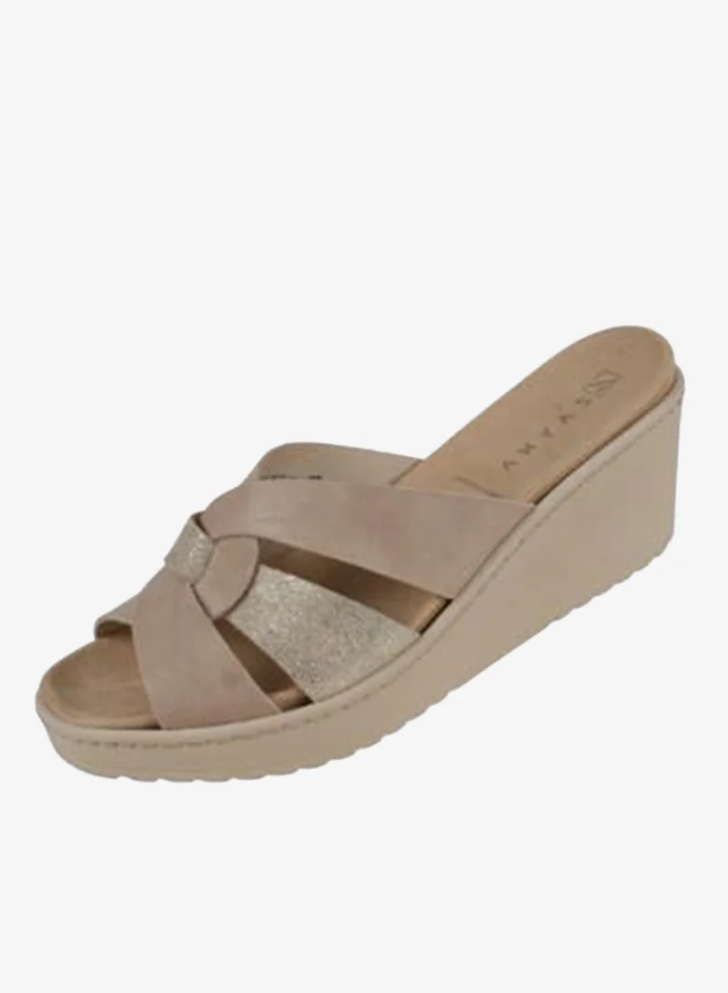 Zayna Beige 221-388 Zayna Ladies Wedge Sandals Milan 21512T Beige for Women | Best Price UAE
