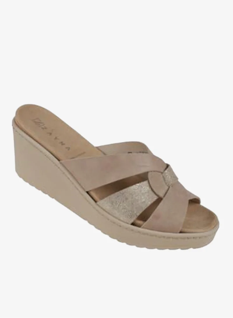 زينة 221-388 Zayna Ladies Wedge Sandals Milan 21512T Beige