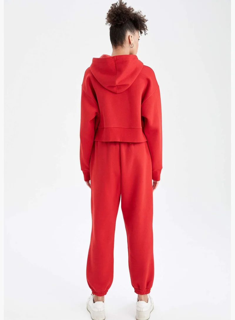 DeFacto Tie Waist Shirred Text Print Sweatpants