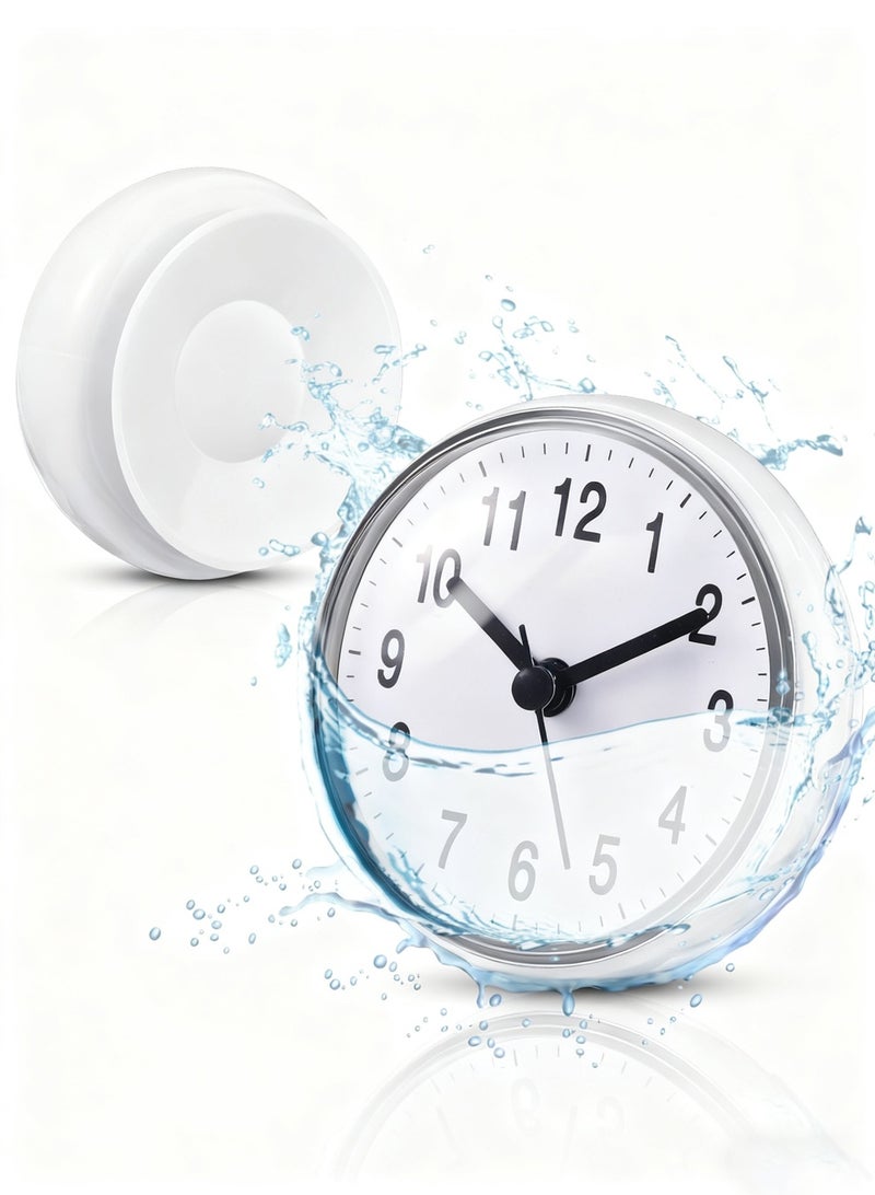 SUNSAR Waterproof Shower Clock, Shower Timer with Strong Suction Cup Design, White Bathroom Clocks for Home Bathrooms Toilets Kitchens Hotels, Easy Reading Bathroom Wall Clock with Hour and Minute Hands - Image 1